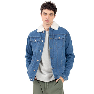 CHAMARRA PARA HOMBRE DENIM JACKET WITH SHERPA FOREVER 21