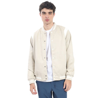 CHAMARRA PARA HOMBRE BOMBER VARSITY SUEDE CON DETALLES PU FOREVER 21