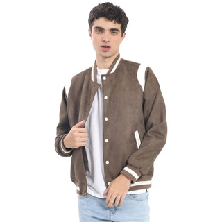 CHAMARRA PARA HOMBRE BOMBER VARSITY SUEDE CON DETALLES PU FOREVER 21