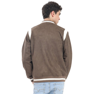 CHAMARRA PARA HOMBRE BOMBER VARSITY SUEDE CON DETALLES PU FOREVER 21