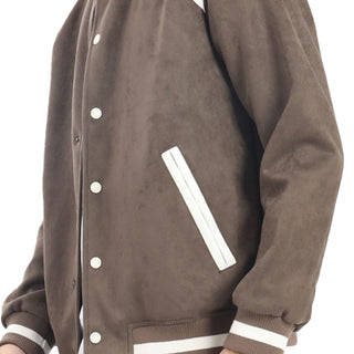 CHAMARRA PARA HOMBRE BOMBER VARSITY SUEDE CON DETALLES PU FOREVER 21