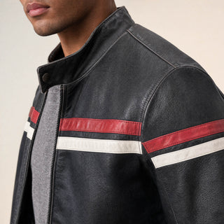 Chamarra Racer con Franjas para Hombre Forever 21 #color_negro