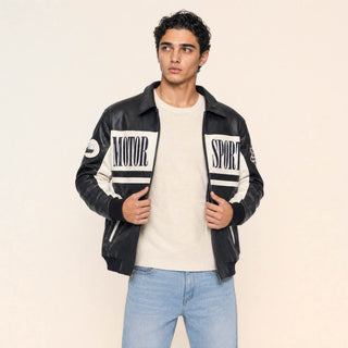 Chamarra Motor Sport con Parches para Hombre Forever 21 #color_negro
