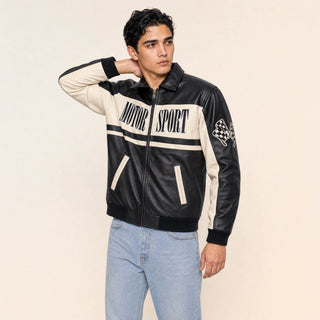 Chamarra Motor Sport con Parches para Hombre Forever 21 #color_negro