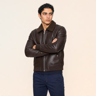 Chamarra Bomber con Borrega para Hombre Forever 21 #color_café