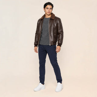 Chamarra Bomber con Borrega para Hombre Forever 21 #color_café