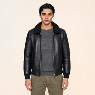 Chamarra Bomber con Borrega para Hombre Forever 21 #color_negro
