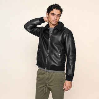 Chamarra Bomber con Borrega para Hombre Forever 21 #color_negro