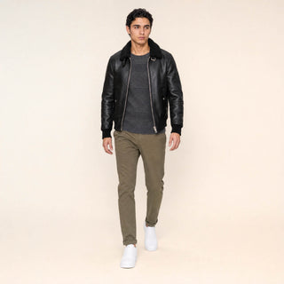 Chamarra Bomber con Borrega para Hombre Forever 21 #color_negro