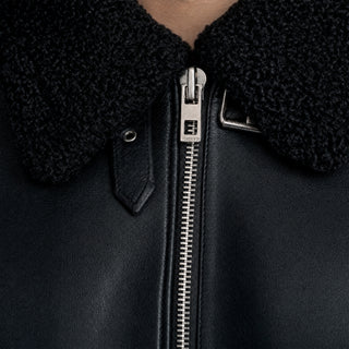 Chamarra Bomber con Borrega para Hombre Forever 21 #color_negro