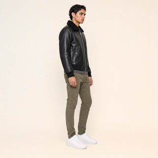 Chamarra Bomber con Borrega para Hombre Forever 21 #color_negro