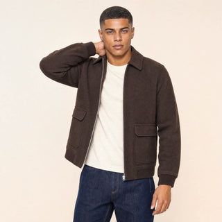 Chamarra Bomber con Bolsillos para Hombre Forever 21 #color_café