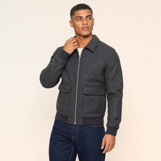 Chamarra Bomber con Bolsillos para Hombre Forever 21 #color_gris-oscuro