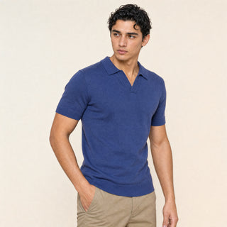 Polo Slim de Cuello Abierto para Hombre Forever 21 #color_azul-marino