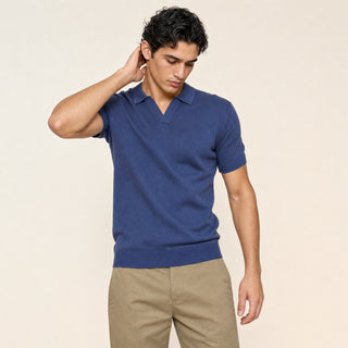 Polo Slim de Cuello Abierto para Hombre Forever 21 #color_azul-marino