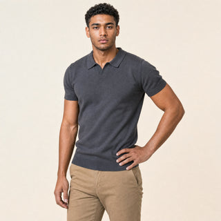 Polo Slim de Cuello Abierto para Hombre Forever 21 #color_gris