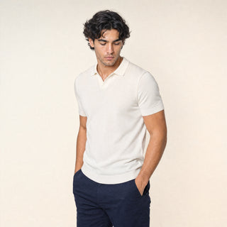 Polo Slim de Cuello Abierto para Hombre Forever 21 #color_hueso