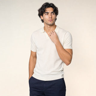 Polo Slim de Cuello Abierto para Hombre Forever 21 #color_hueso