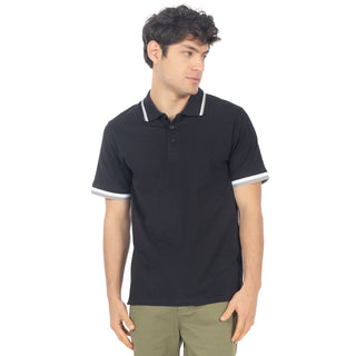 Playera Tipo Polo Regular Fit con Franjas en Mangas y Cuello