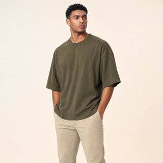 Playera Oversized de Algodón para Hombre Forever 21 #color_olivo