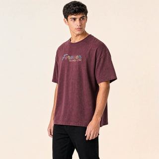 Playera Oversized con Estampado para Hombre Forever 21 #color_vino