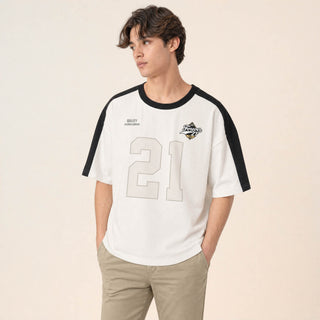 Playera Oversized con Grafico para Hombre Forever 21 #color_hueso
