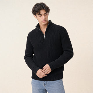 Suéter de Punto con Medio Cierre para Hombre Forever 21 #color_negro