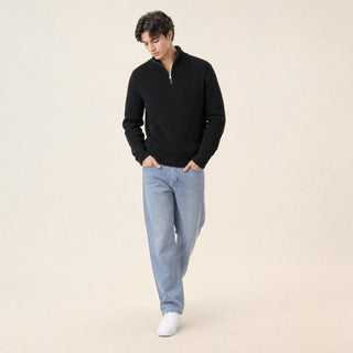 Suéter de Punto con Medio Cierre para Hombre Forever 21 #color_negro