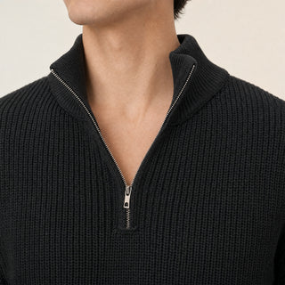 Suéter de Punto con Medio Cierre para Hombre Forever 21 #color_negro