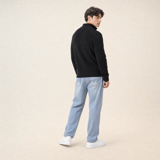 Suéter de Punto con Medio Cierre para Hombre Forever 21 #color_negro