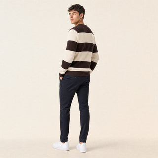 Suéter de Rayas con Cuello Redondo para Hombre Forever 21 #color_café
