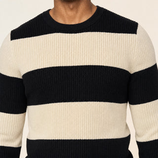 Suéter de Rayas con Cuello Redondo para Hombre Forever 21 #color_negro