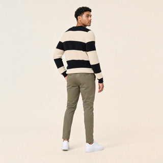 Suéter de Rayas con Cuello Redondo para Hombre Forever 21 #color_negro