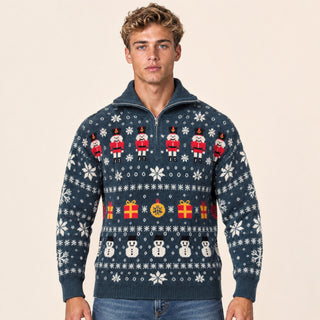 Suéter Navideño con Medio Zipper para Hombre Forever 21 #color_verde