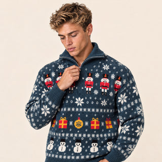 Suéter Navideño con Medio Zipper para Hombre Forever 21 #color_verde
