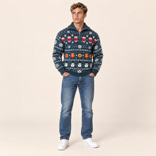 Suéter Navideño con Medio Zipper para Hombre Forever 21 #color_verde