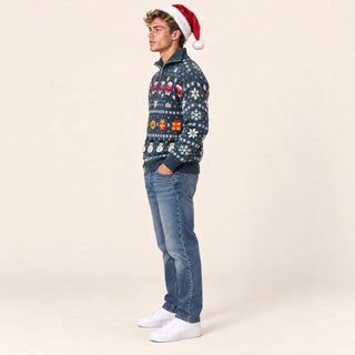 Suéter Navideño con Medio Zipper para Hombre Forever 21 #color_verde