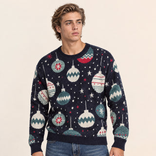 Suéter con Esferas Navideñas para Hombre Forever 21 #color_azul-marino