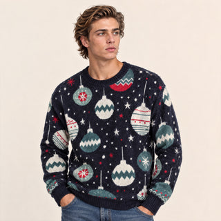 Suéter con Esferas Navideñas para Hombre Forever 21 #color_azul-marino