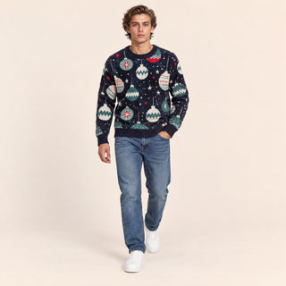 Suéter con Esferas Navideñas para Hombre Forever 21 #color_azul-marino