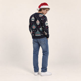 Suéter con Esferas Navideñas para Hombre Forever 21 #color_azul-marino