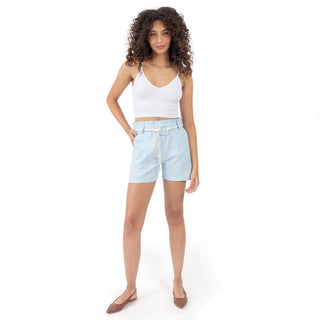 Short High Waist con Pinzas y Cinturon
