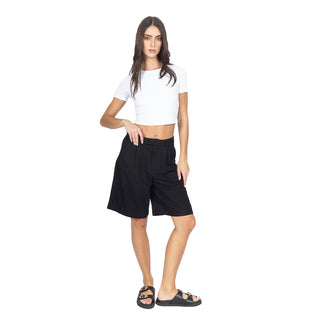Short Bermuda con Pinzas de Tiro Alto