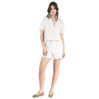 Blusa Básica con Cuello Camisero y Botones al Frente