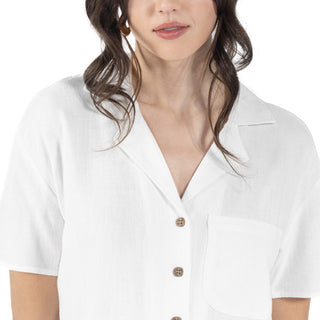 Blusa Básica con Cuello Camisero y Botones al Frente