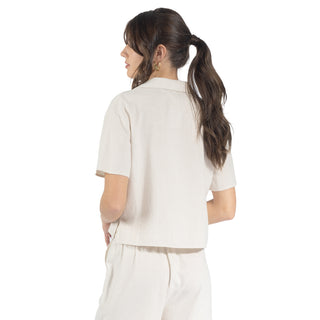 Blusa Básica con Cuello Camisero y Botones al Frente