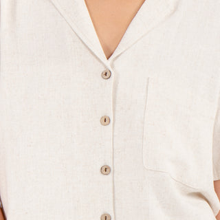 Blusa Crop de Lino con Bolsillo