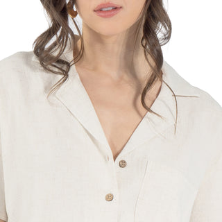 Blusa Básica con Cuello Camisero y Botones al Frente