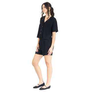 Blusa Básica con Cuello Camisero y Botones al Frente