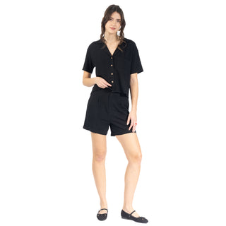 Blusa Básica con Cuello Camisero y Botones al Frente